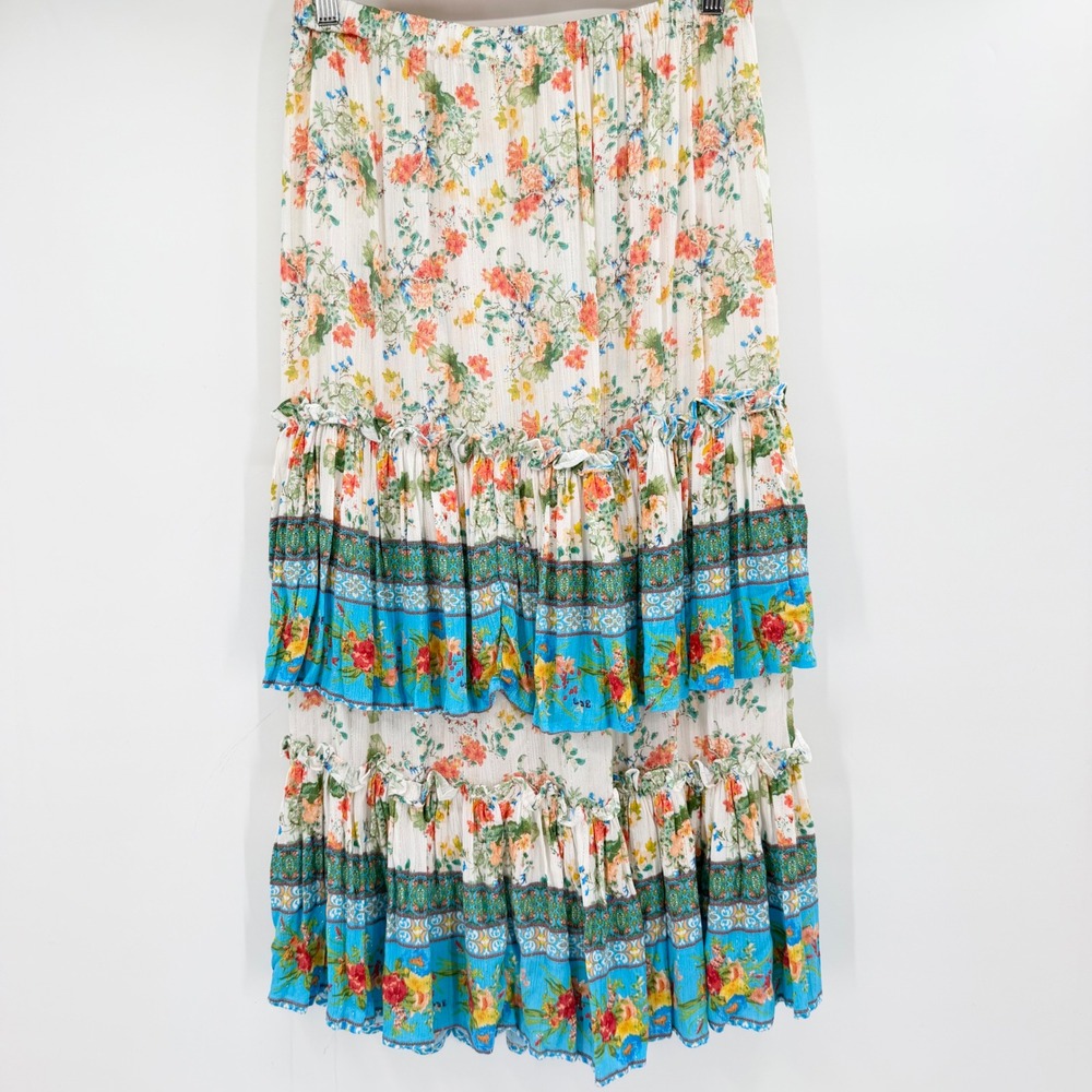 Rachel Ashwell Shabby Chic Floral Tiered Maxi Skirt Size M Boho Cottagecore
